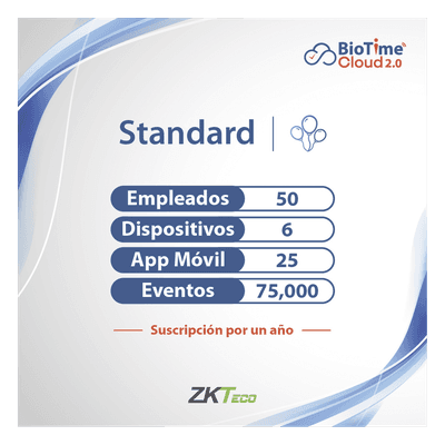 Licencia Anual de Plataforma en la Nube / 50 Usuarios / 6 Dispositivos / Cifrado AWS / 36 Reportes / Dashboard en Tiempo Real