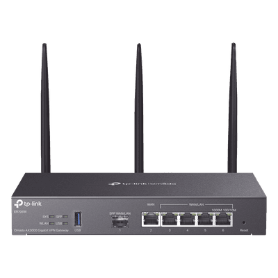 Router Empresarial Wi-Fi 6 / AX3000 / Multi-WAN 5 Puertos / 150,000 Sesiones Concurrentes / VPN Integrado / USB 3.0 / Omada SDN
