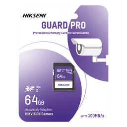 Tarjeta SD GuardPro P10 / 64 GB / 100 MB/s Lectura / 90 MB/s Escritura / Clase 10 U3 V30 / 3D TLC NAND / Especializada Para Videovigilancia 24/7
