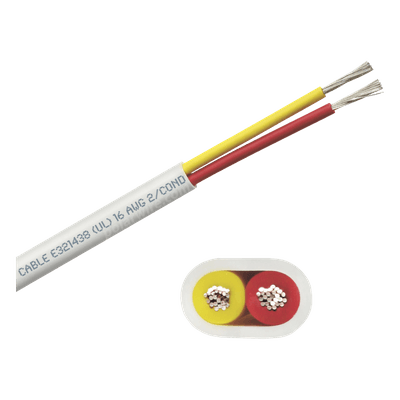 Rollo de cable plano grado marino calibre 16,  de 2 conductores (rojo y amarillo) de 250 pies (76.2 m).