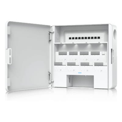 Concentrador de Acceso Empresarial / Control de 8 Puertas / 8 Puertos PoE / Respaldo de Batería 32-48 VCC / Carcasa de Acero y Policarbonato