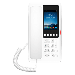 Teléfono IP Hotelero Wi-Fi 6 / Pantalla IPS 3.5" 320x480 / 2 Líneas SIP / 5 Teclas Programables / Puerto USB-A / PoE 802.3af / Audio HD / Diseño Blanco