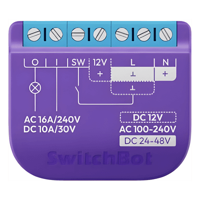 Switch Relevador Inteligente conectividad inalambrica Wifi y BLE / Salida Contacto Seco / Compatible con asistentes de voz / Dimensiones 42x36x16 mm