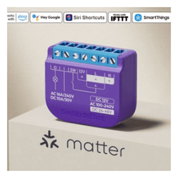 Switch Relevador Inteligente conectividad inalambrica Wifi y BLE / Salida Contacto Seco / Compatible con asistentes de voz / Dimensiones 42x36x16 mm