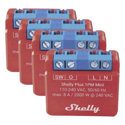 KIT 4 piezas Mini Interruptor inteligente con Wi-Fi, medición de consumo, 1 canal 8A, compatible con asistentes de voz Alexa y GoogleHome