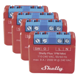 KIT 4 piezas Mini Interruptor inteligente con Wi-Fi, medición de consumo, 1 canal 8A, compatible con asistentes de voz Alexa y GoogleHome
