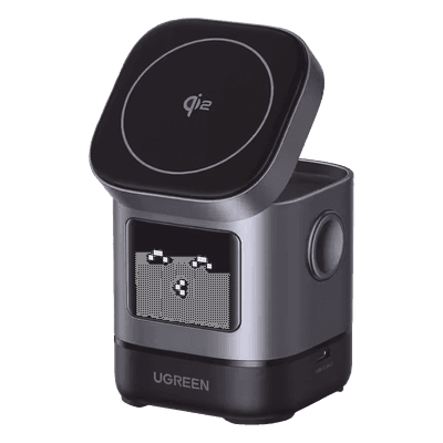Cargador Inalámbrico / Qi2 15W / Triple Carga Simultánea / Pantalla Inteligente / 25W Total / USB-C 5W para Apple Watch