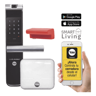 Kit Cerradura Electrónica Inteligente / Biometría y Código PIN / Control Remoto por Smartphone / Wi-Fi / 200 Usuarios / Puertas 35-90 mm
