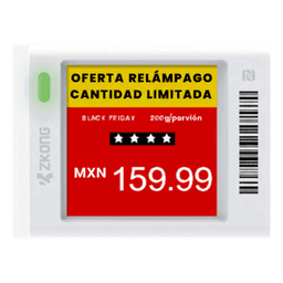 Etiqueta Electrónica de Estantería ESL 1.5" / Pantalla EPD Gráfica Matriz de Puntos 152x152 píxeles / 4 Colores (Negro Blanco Rojo Amarillo) / BLE 5.0 con Encriptación AES-128 / Autonomía 3 Años con 4 