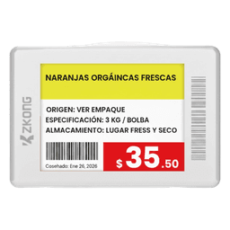 Etiqueta Electrónica de Estantería / 1.8 Pulgadas / EPD 4 Colores / Bluetooth LE 5.1 / NFC / Batería 5 Años / 224x168 píxeles