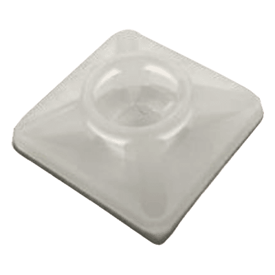 Base Autoadherible para Cinchos / 19x19 mm / Nylon Resistente / Temperatura -10°C a 50°C / Paquete 100 Piezas / Orificio Central para Tornillo