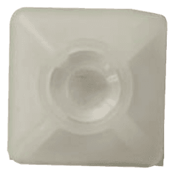 Base Autoadherible para Cinchos / 19x19 mm / Nylon Resistente / Temperatura -10°C a 50°C / Paquete 100 Piezas / Orificio Central para Tornillo