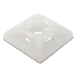 Base Autoadherible para Cinchos / 19x19 mm / Nylon Resistente / Temperatura -10°C a 50°C / Paquete 100 Piezas / Orificio Central para Tornillo