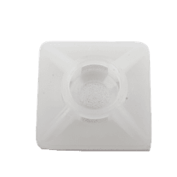 Base Autoadherible para Cinchos / 19x19 mm / Nylon Resistente / Temperatura -10°C a 50°C / Paquete 100 Piezas / Orificio Central para Tornillo