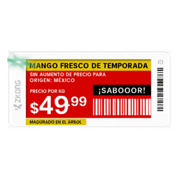 Etiqueta Electrónica de Estantería / EPD 2.13 Pulgadas / 4 Colores / BLE 5.0 con AES-128 / Autonomía 5 Años / NFC