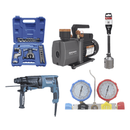 Kit profesional / Mini split / Bomba de vacío 2RS-2R-R32 / Manómetro HBSBZ6 / Kit Abocardado CT809 / Rotomartillo HR2630J / Broca PSTC02003