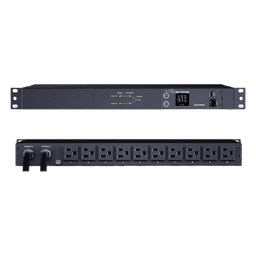 PDU ATS (Fuente Redundante Auto-transferible) Medible, Para Distribución de Energía, 2 Entradas 120 Vca NEMA5-15P, Con 10 Salidas NEMA 5-15R, Horizontal 19in, 1UR