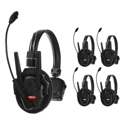 Kit Intercomunicadores Inalámbricos / Full-Duplex Simultáneo / Alcance 500 m (1640 ft) / Latencia 80 ms / AEC 2.0 / Batería 24 Hrs / USB-C / Hasta 13 Unidades