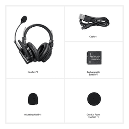 Intercomunicador Inalámbrico Binaural / Cancelación de Ruido IA / Rango 500 m (1640 ft) / Bluetooth 5.0 / Batería 1050 mAh / Resistente a Salpicaduras