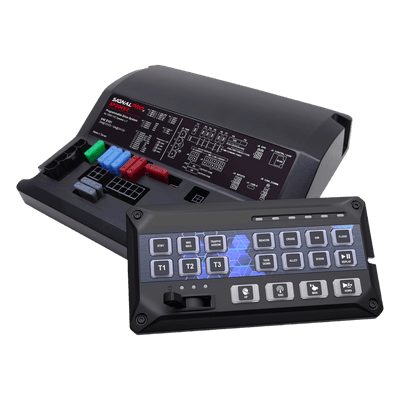 Sirena Vehicular de 200W de Potencia, Programable, Con Controlador de Panel Deslizante de 19 botones, indicador de flecha de tráfico de 6 LED, 12 Salidas Auxiliares
