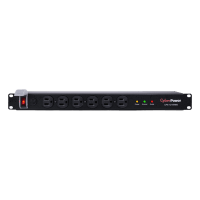 PDU Básico Para Distribución de Energía con Supresor de Picos, Con 12 Tomas NEMA 5-15R Traseras, 1UR, 15 Amp, 120 Vca, 1800 Joules de Protección