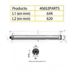 Motor Inalámbrico para Persiana / Tubo 50 mm / Velocidad 33/60 rpm / Alcance 3x4 m (9.8x13.1 ft) / 120 VCA / Tecnología RTS