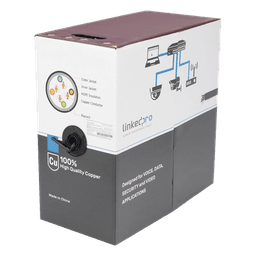 Bobina de Cable UTP / Cat5e / 305 m (1000 ft) / Doble Forro / Exterior / CMX / 24 AWG / Cobre Sólido / Negro