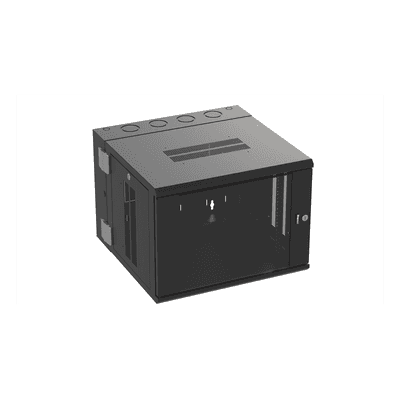 Gabinete PanZone de Montaje en Pared, de 19in, Puerta con Ventana de Seguridad, 9 UR, 635mm de Profundidad, Color Negro