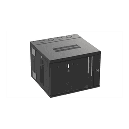 Gabinete PanZone de Montaje en Pared, de 19in, Puerta con Ventana de Seguridad, 9 UR, 635mm de Profundidad, Color Negro
