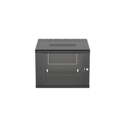 Gabinete PanZone de Montaje en Pared, de 19in, Puerta con Ventana de Seguridad, 9 UR, 635mm de Profundidad, Color Negro