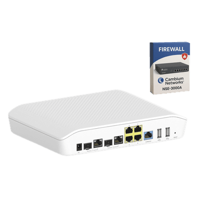 Kit Router/Firewall con licencia incluida NSE-SUB-3000-1 / función SD-WAN NSE3000 / 2 puertos WAN Gigabit + 2 SFP combo / 4 puertos LAN Gigabit / Gestión Unificada de Amenazadas / Administración desde la Nube / Hasta 1,000 dispositivo