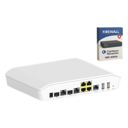 Kit Router/Firewall con licencia incluida NSE-SUB-3000-1 / función SD-WAN NSE3000 / 2 puertos WAN Gigabit + 2 SFP combo / 4 puertos LAN Gigabit / Gestión Unificada de Amenazadas / Administración desde la Nube / Hasta 1,000 dispositivo