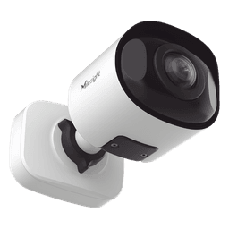 Cámara Bullet de Red Mini Panorámica 180° AI / 4K / Super WDR 120dB / Micrófono Integrado / IP67-IK10 / Soporte PoE / Almacenamiento 1TB / Analítica IA VCA 8 Modos