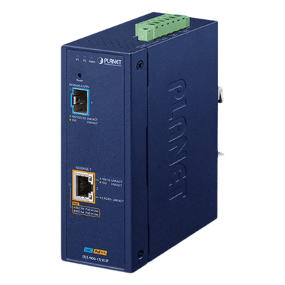 Convertidor de Medios PoE Industrial / Puertos 10G SFP+ y 10GBASE-T / PoE++ 802.3bt 95W / -40 a 75°C Operación / VLAN, ERPS, QoS /Cuenta con Doble Entrada para Fuente de Alimentación 12~54V