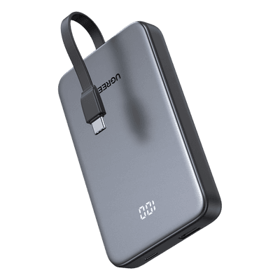 Power Bank / 10000 mAh / 37 Wh / Salida USB-C PD 20W / Salida USB-A SCP 22.5W / Cable USB-C Integrado / Indicador Digital LED