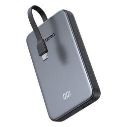 Power Bank / 10000 mAh / 37 Wh / Salida USB-C PD 20W / Salida USB-A SCP 22.5W / Cable USB-C Integrado / Indicador Digital LED