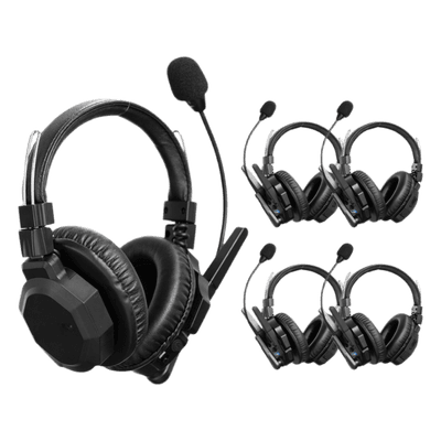 Intercomunicador Inalámbrico Binaural / Cancelación de Ruido IA / Alcance 500 m (1640 ft) / Bluetooth / Batería 1050 mAh / Full-Duplex / Kit 5 Unidades