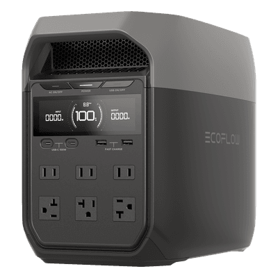Estación de Energía Portátil Delta 3 1024Wh Litio LFP / 6 AC 1800 W (Max. 2600W con X-Boost) / 4 USB-C 100W / Capacidad para Aumentar Respaldo / Cargador de Coche 10A a 12.6V / Conectividad WiFi y Bluetooth (App) / Carga Solar 500W Max.