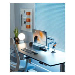 Brazo Ajustable para Monitor Ergonómico / Compatible con Monitores de 17" - 30" / Capacidad de Peso hasta 9 kg / Rotación 360° / Inclinación +85° a  -30° / Giro 180° / Ajuste de Resorte de Gas / Color Azul