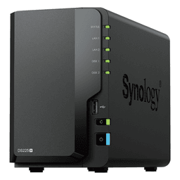 NAS DiskStation DS225+ | 2 Bahías | Intel Celeron J4125 | 2 GB DDR4 | Hasta 40 TB | Puertos 1GbE y 2.5GbE | USB 3.2 Gen 1 | Compatible con RAID | Synology DSM.