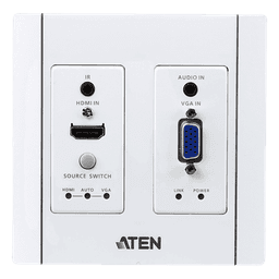 Transmisor HDBaseT de Pared / HDMI y VGA / 4K a 100 m (328 pies) / PoH PD / Conmutación Automática / IR y RS-232