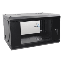 Gabinete de Pared de 6U con Puerta de Cristal Templado, 455 mm de Profundidad Total, Rack de 19in, Acero Reforzado Color Negro.