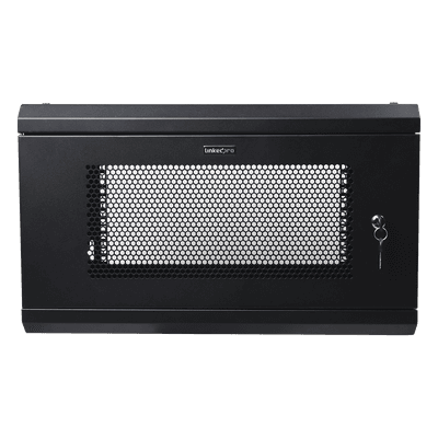 Gabinete de Pared de 6U con Puerta Perforada, 455 mm de Profundidad Total, Rack de 19'', Acero Reforzado Color Negro