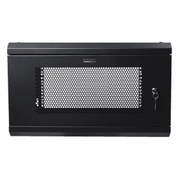 Gabinete de Pared de 6U con Puerta Perforada, 455 mm de Profundidad Total, Rack de 19'', Acero Reforzado Color Negro