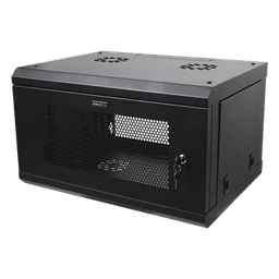 Gabinete de Pared de 6U con Puerta Perforada, 455 mm de Profundidad Total, Rack de 19'', Acero Reforzado Color Negro
