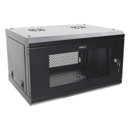 Gabinete de Pared de 6U con Puerta Perforada, 455 mm de Profundidad Total, Rack de 19'', Acero Reforzado Color Negro
