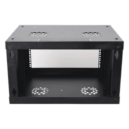Gabinete de Pared de 6U con Puerta Perforada, 455 mm de Profundidad Total, Rack de 19'', Acero Reforzado Color Negro