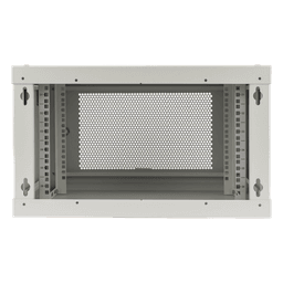Gabinete de Pared / 6U / 19" / Profundidad 455 mm (1.49 ft) / Carga 80 kg / Acero Reforzado / Puerta Perforada / Color Blanco
