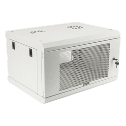 Gabinete de Pared / 6U / 19" / Profundidad 455 mm (1.49 ft) / Carga 80 kg / Acero Reforzado / Puerta Perforada / Color Blanco