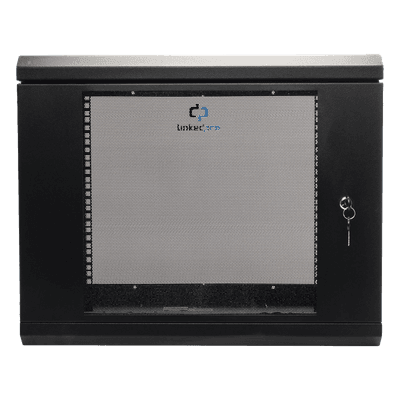 Gabinete de Pared de 9U con Puerta de Cristal Templado, 455 mm de Profundidad, Rack de 19'', Acero Reforzado Color Negro.